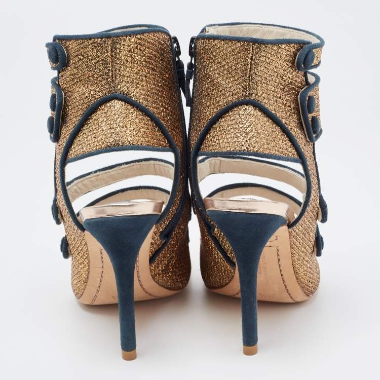 Pre Owned Sophia Webster Gold Glitter Strappy Sandals Size 36.5