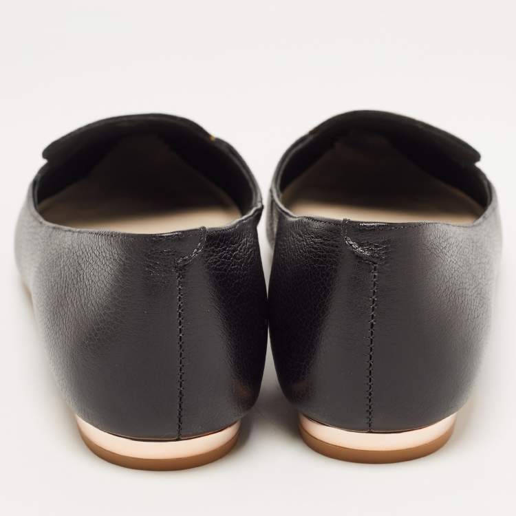 Pre Owned Sophia Webster Black Leather Bibi Butterfly Ballet Flats Size 38