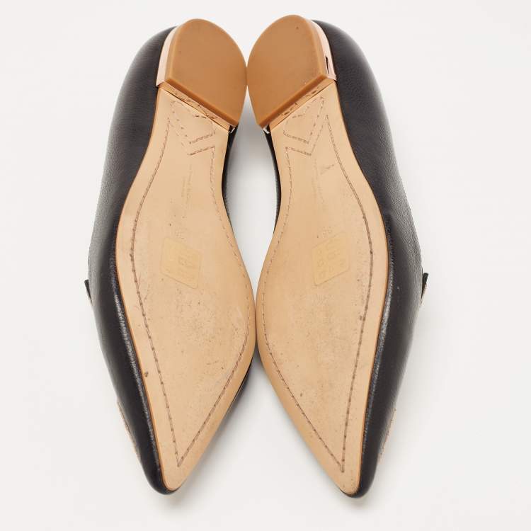 Pre Owned Sophia Webster Black Leather Bibi Butterfly Ballet Flats Size 38
