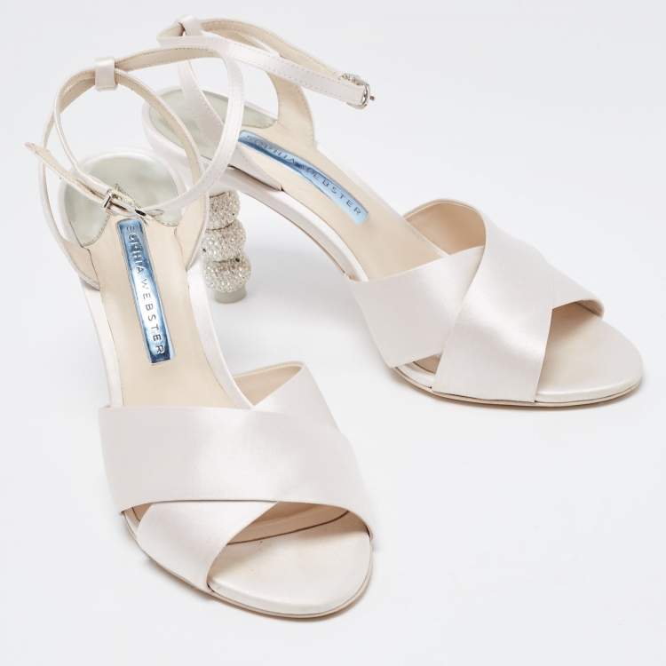 Pre Owned Sophia Webster Light Pink Satin Criss Cross Ankle Strap Sandals Size 39.5