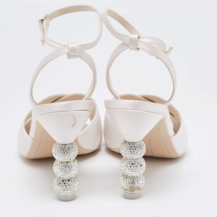 Pre Owned Sophia Webster Light Pink Satin Criss Cross Ankle Strap Sandals Size 39.5