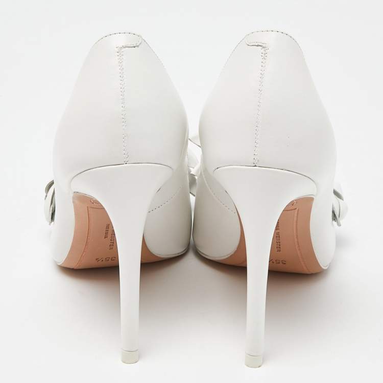 مملوكة مسبقًا Sophia Webster White Leather Jumbo Lilico Floral Applique Pumps Size 35.5