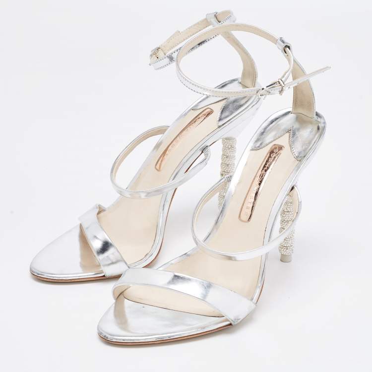 Sophia Webster Silver Leather Ankle Strap Sandals Size 39