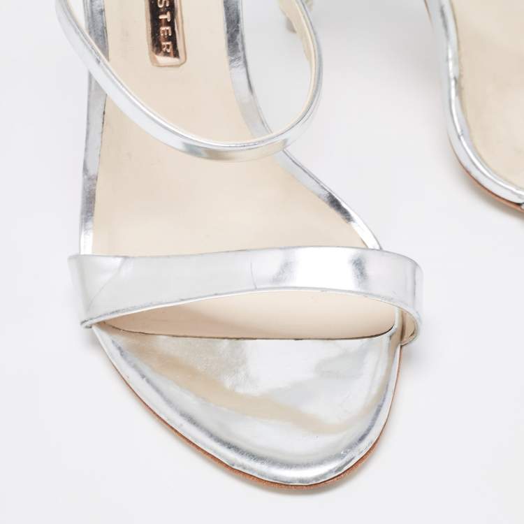 Pre Owned Sophia Webster Silver Leather  Ankle Strap Sandals Size 39