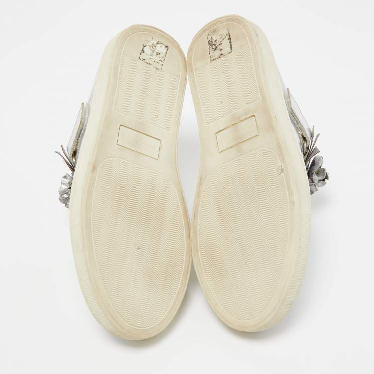 Pre Owned Sophia Webster Silver Leather Lilico  Jessie Sneaker Mules Size 38
