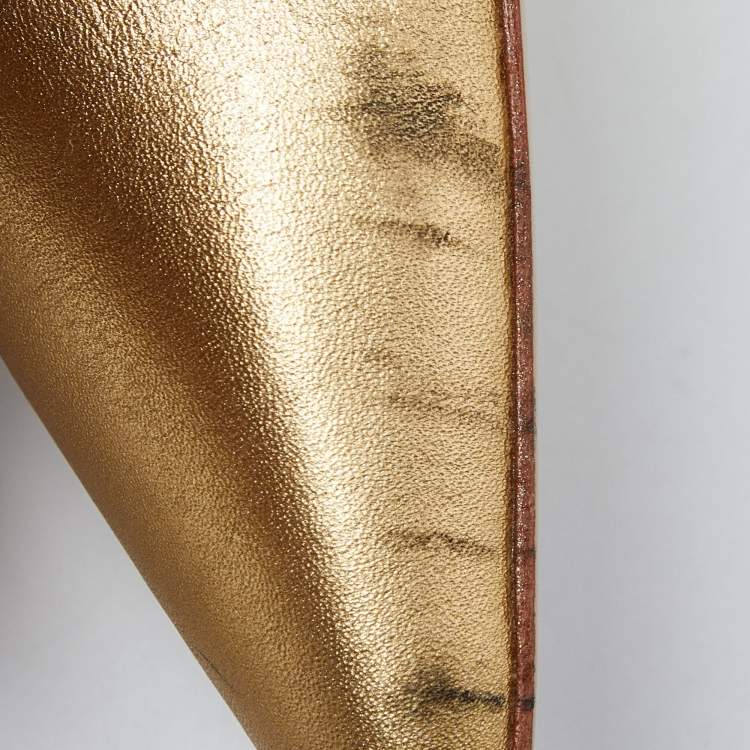 Pre Owned Sophia Webster Gold/Transparent Leather and PVC Pointed Toe Pumps Size 38.5