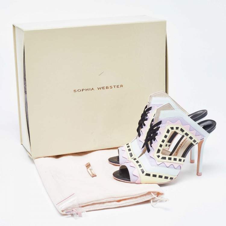 Pre Owned Sophia Webster Multicolor Leather Riko Pastel Mules Size 38.5