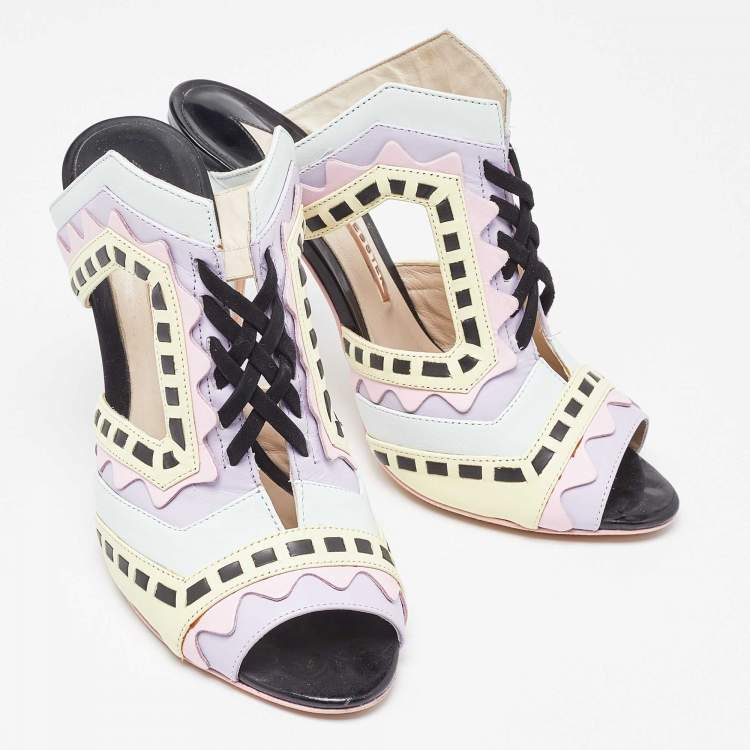 Pre Owned Sophia Webster Multicolor Leather Riko Pastel Mules Size 38.5