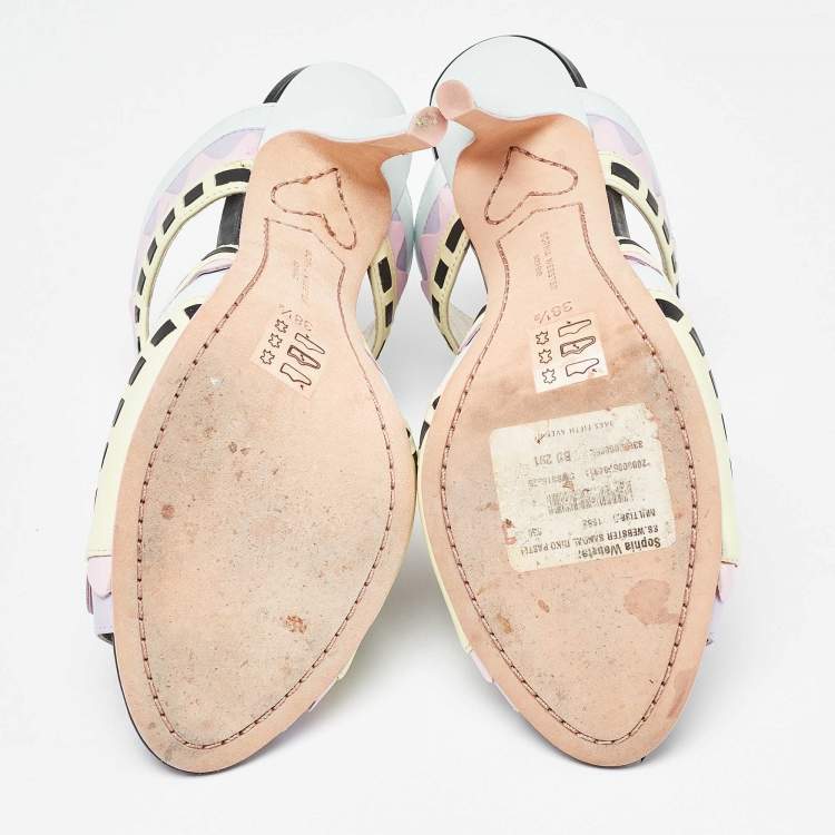 Pre Owned Sophia Webster Multicolor Leather Riko Pastel Mules Size 38.5