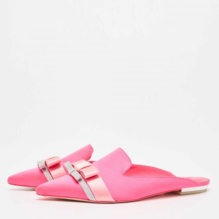 Pre Owned Sophia Webster Pink Satin Mules Size 39.5