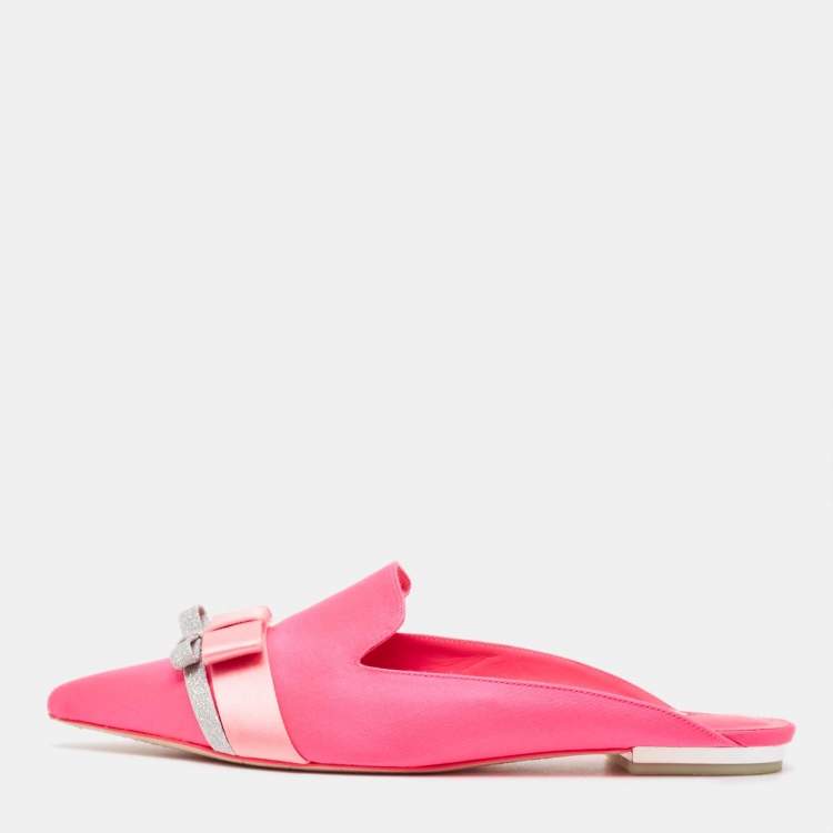 Pre Owned Sophia Webster Pink Satin Mules Size 39.5