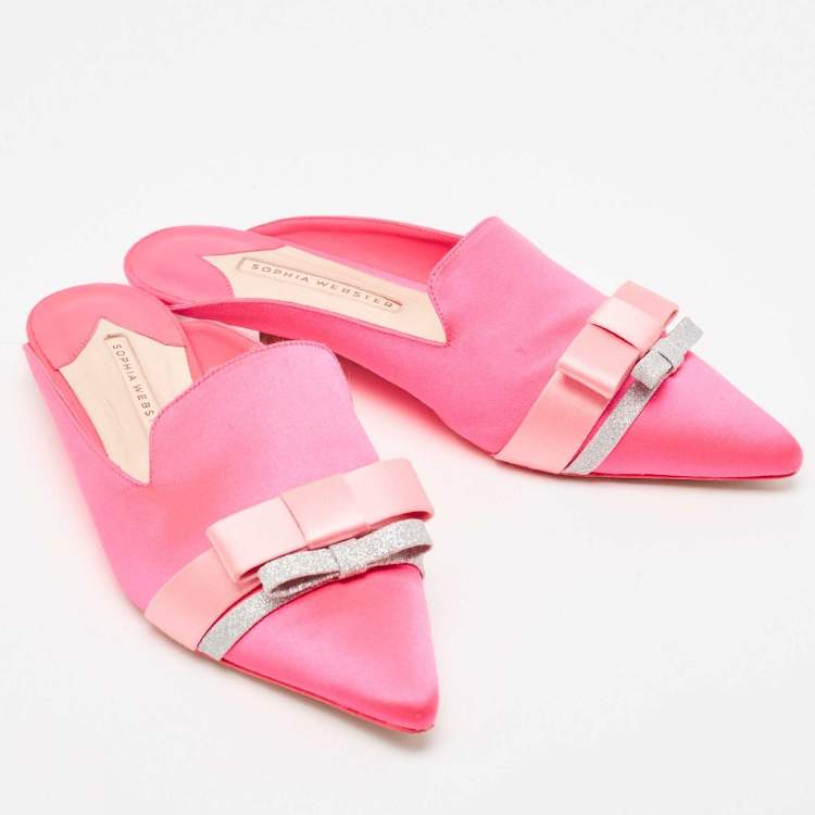 Pre Owned Sophia Webster Pink Satin Mules Size 39.5