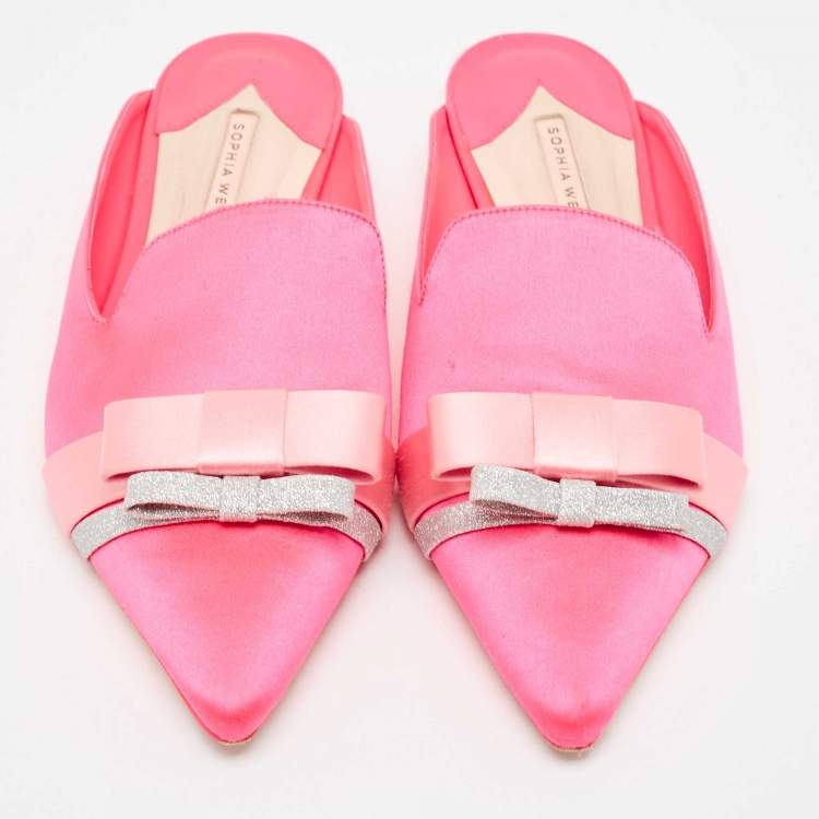 Pre Owned Sophia Webster Pink Satin Mules Size 39.5
