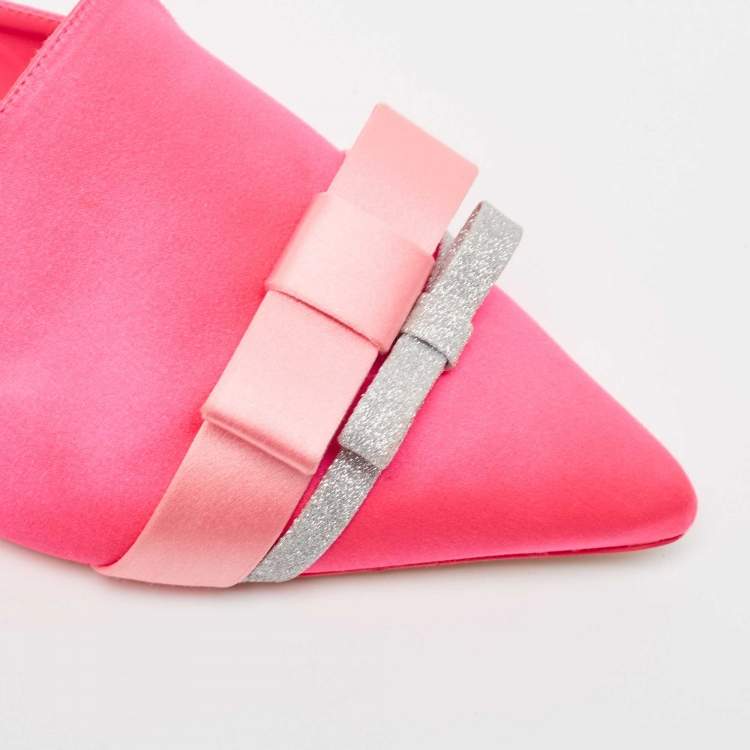 Pre Owned Sophia Webster Pink Satin Mules Size 39.5