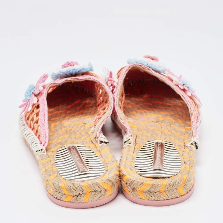 Pre Owned Sophia Webster Pink Raffia Mule Espadrilles Size 41.5