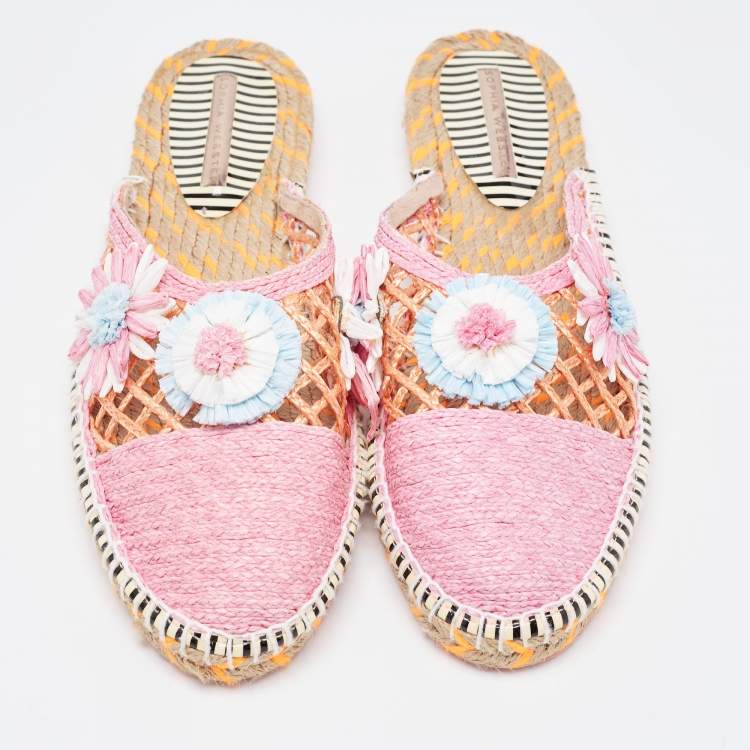 Pre Owned Sophia Webster Pink Raffia Mule Espadrilles Size 41.5