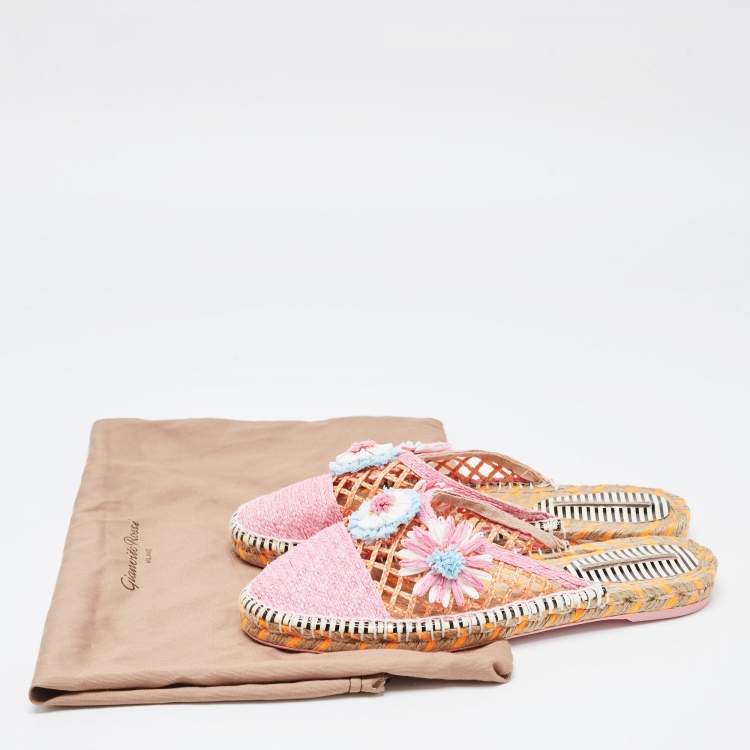 Pre Owned Sophia Webster Pink Raffia Mule Espadrilles Size 41.5