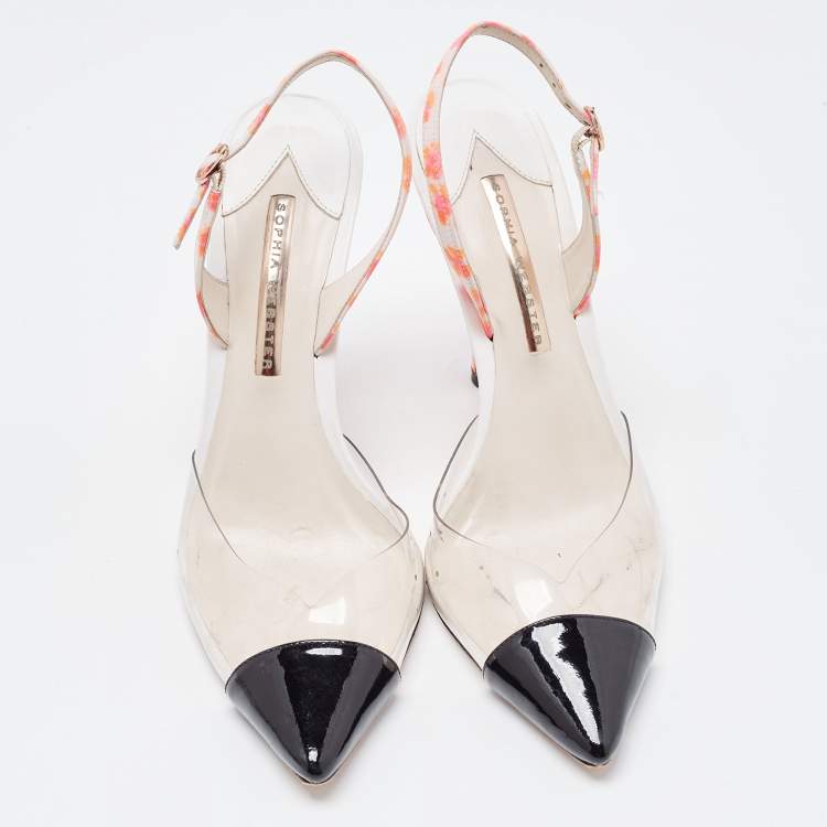 Pre Owned Sophia Webster Tricolor Patent and PVC Animal Print Slingback Pumps Size 39