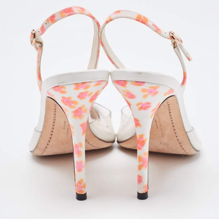 Pre Owned Sophia Webster Tricolor Patent and PVC Animal Print Slingback Pumps Size 39