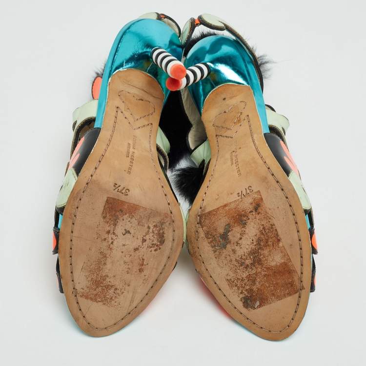 Pre Owned Sophia Webster Multicolor Leather Riko Ankle Tie Sandals Size 37.5