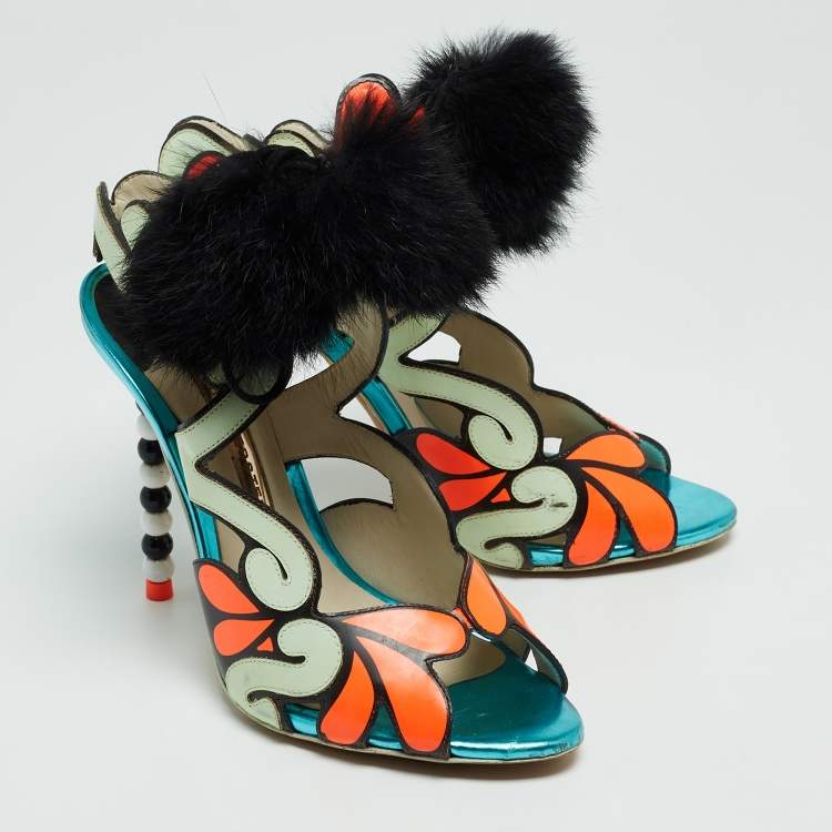 Pre Owned Sophia Webster Multicolor Leather Riko Ankle Tie Sandals Size 37.5