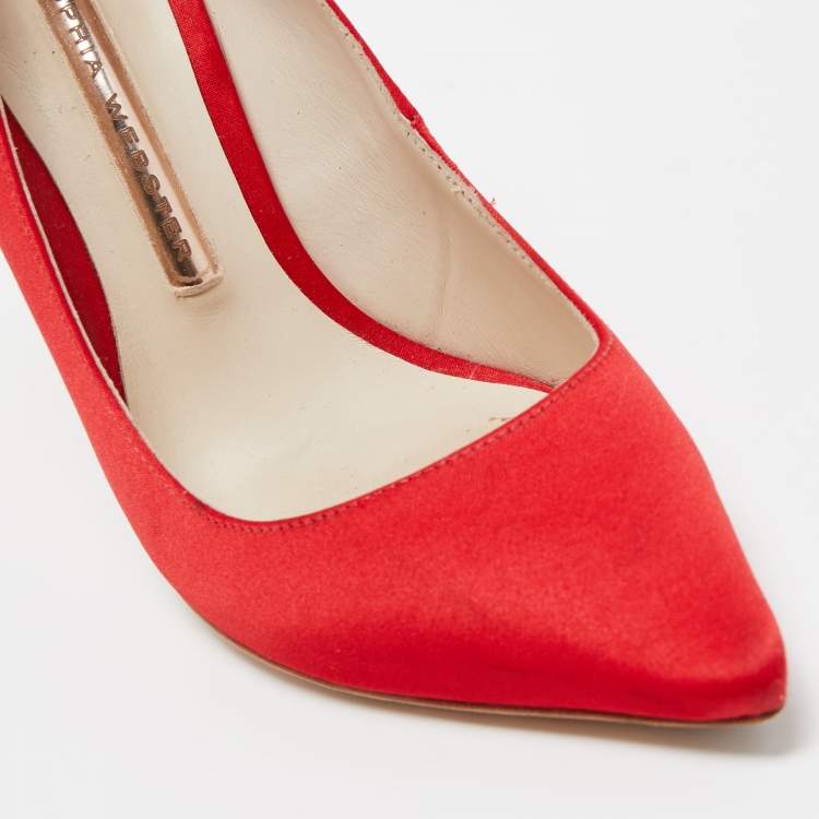 Pre Owned Sophia Webster Red Satin Coco Crystal Pumps Size 36.5