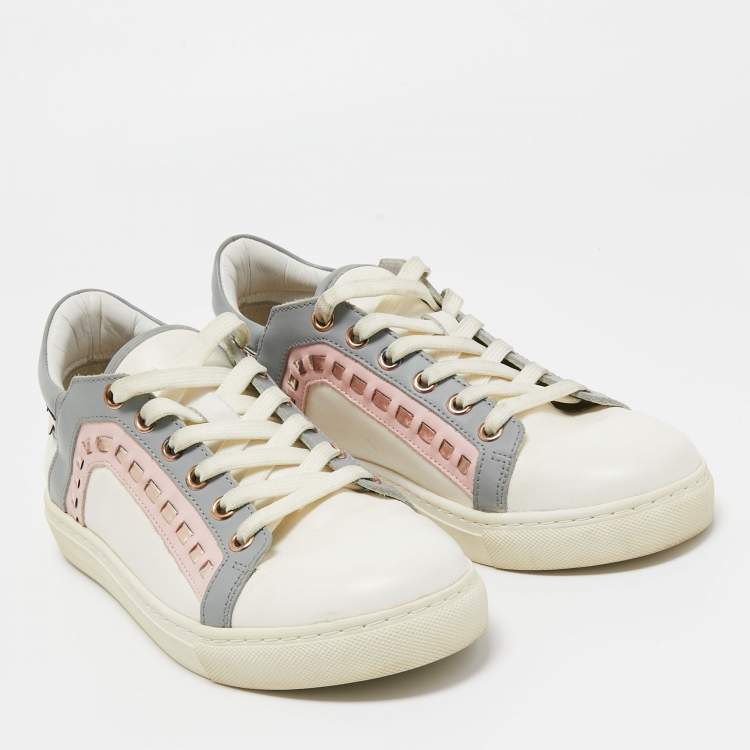 Pre Owned Sophia Webster White Leather Riko Sneakers Size 38