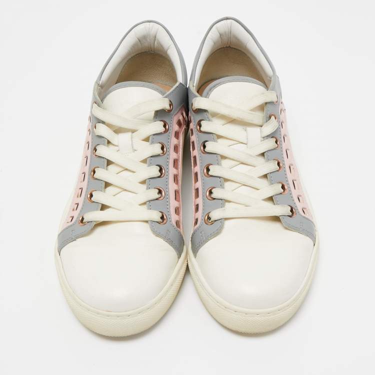 Pre Owned Sophia Webster White Leather Riko Sneakers Size 38