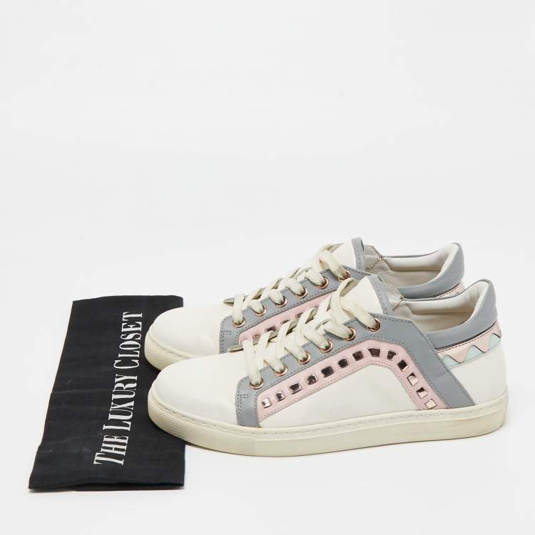 Pre Owned Sophia Webster White Leather Riko Sneakers Size 38