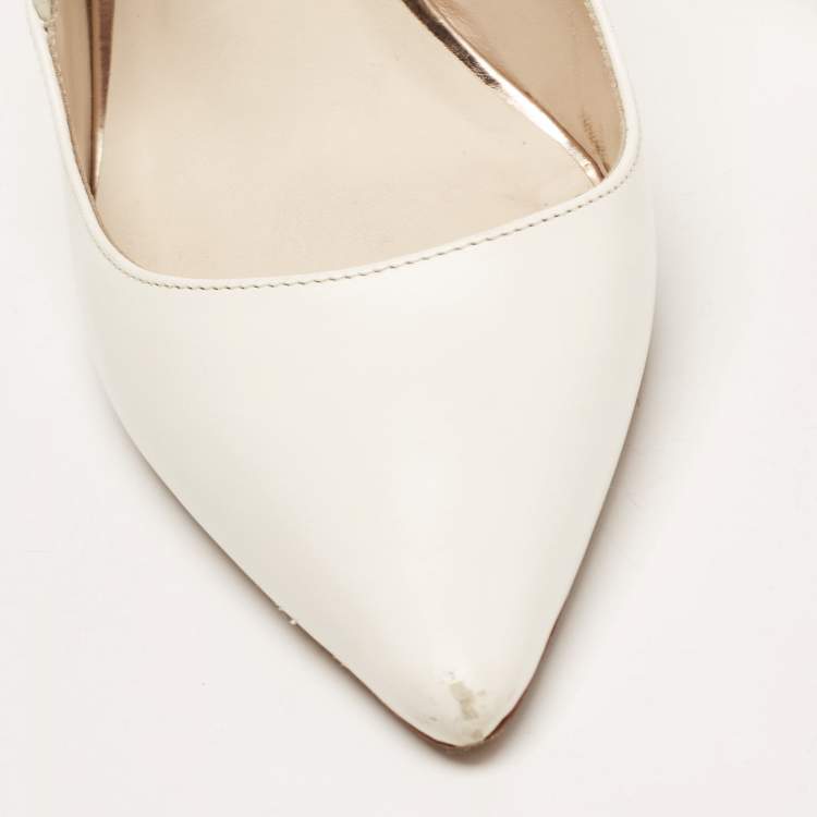 Pre Owned Sophia Webster White Leather Angelo Pointed Toe Slingback Pumps Size 36