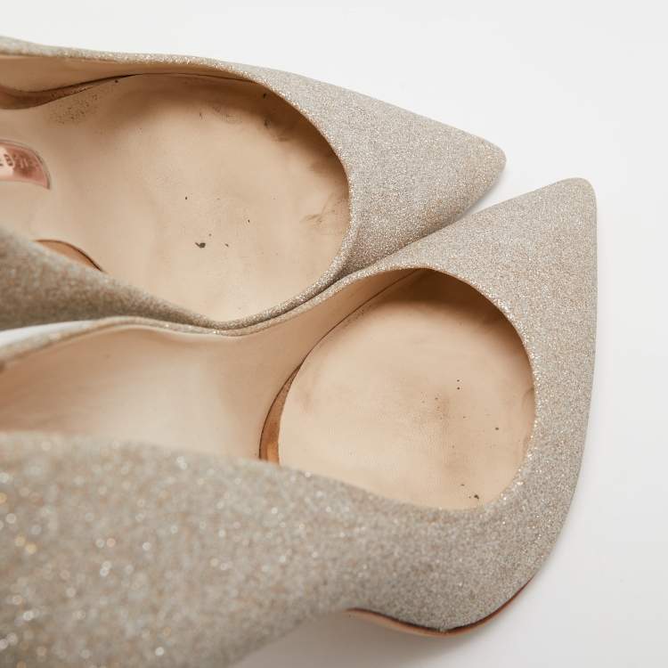 Pre Owned Sophia Webster Gold Glitter Coco Crystal Pumps Size 41