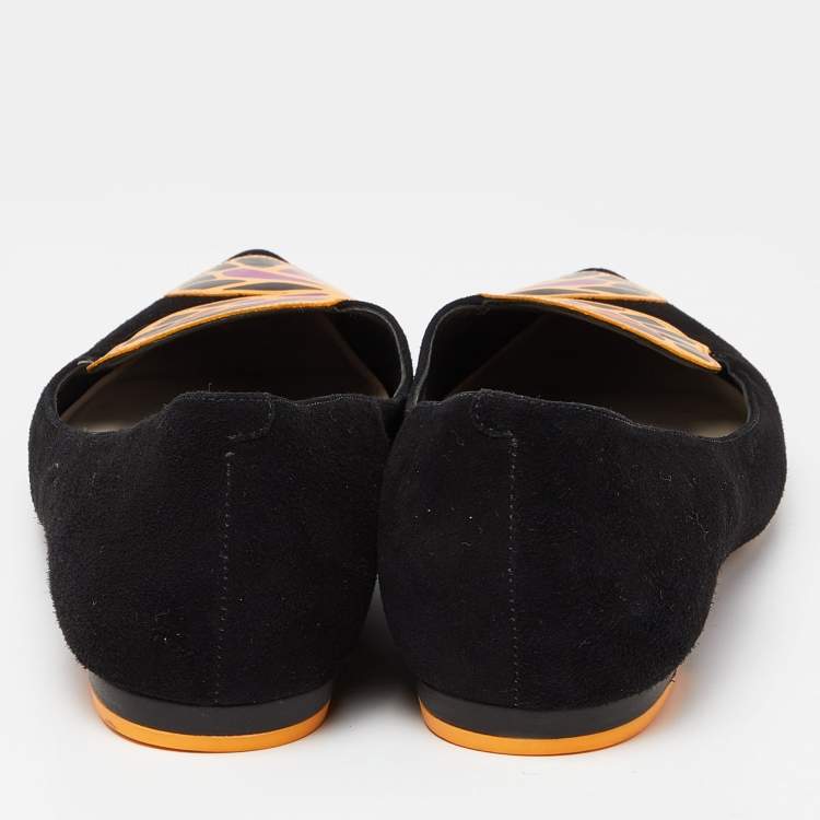 Pre Owned Sophia Webster Black Suede Bibi Butterfly Pointed Toe Ballet Flats Size 40