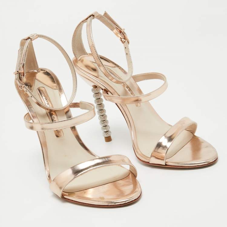 Pre Owned Sophia Webster Rose Gold Leather Rosalind Sandals Size 37.5