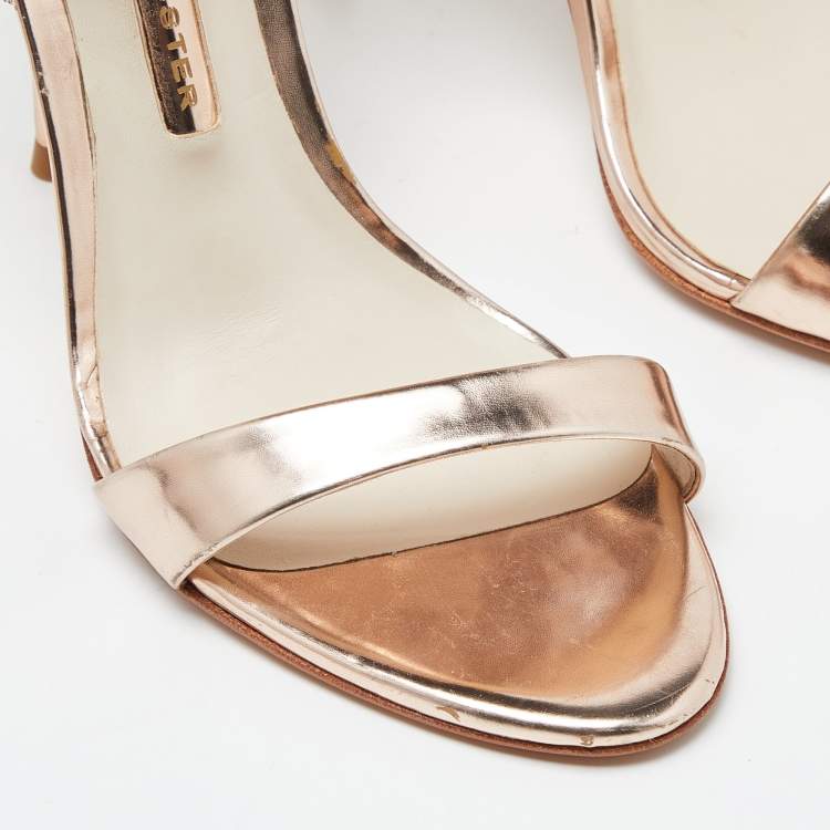 Pre Owned Sophia Webster Rose Gold Embroidered Leather Chiara Butterfly Ankle Strap Sandals Size 37
