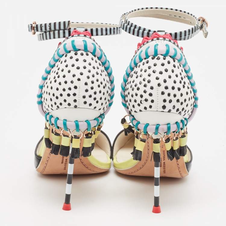 Pre Owned Sophia Webster Multicolor Leather Ankle Strap Pumps Size 37