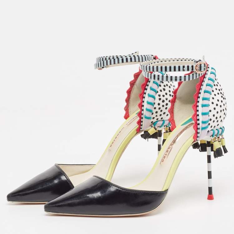 Pre Owned Sophia Webster Multicolor Leather Ankle Strap Pumps Size 37