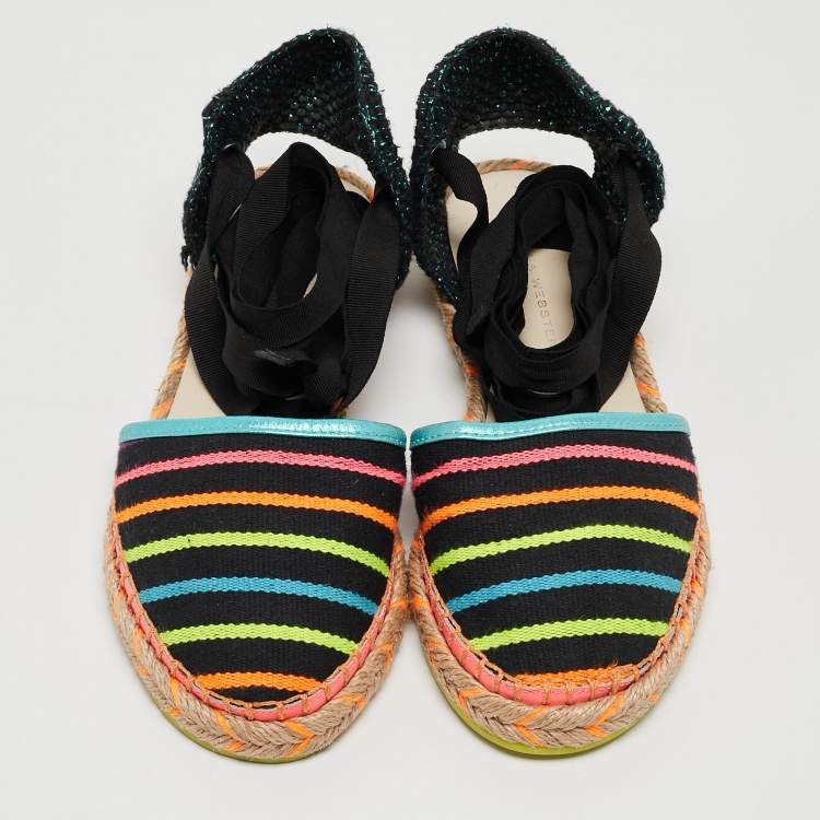 Pre Owned Sophia Webster Multicolor Fabric New Juana Ribbon Espadrille Flats Size 37