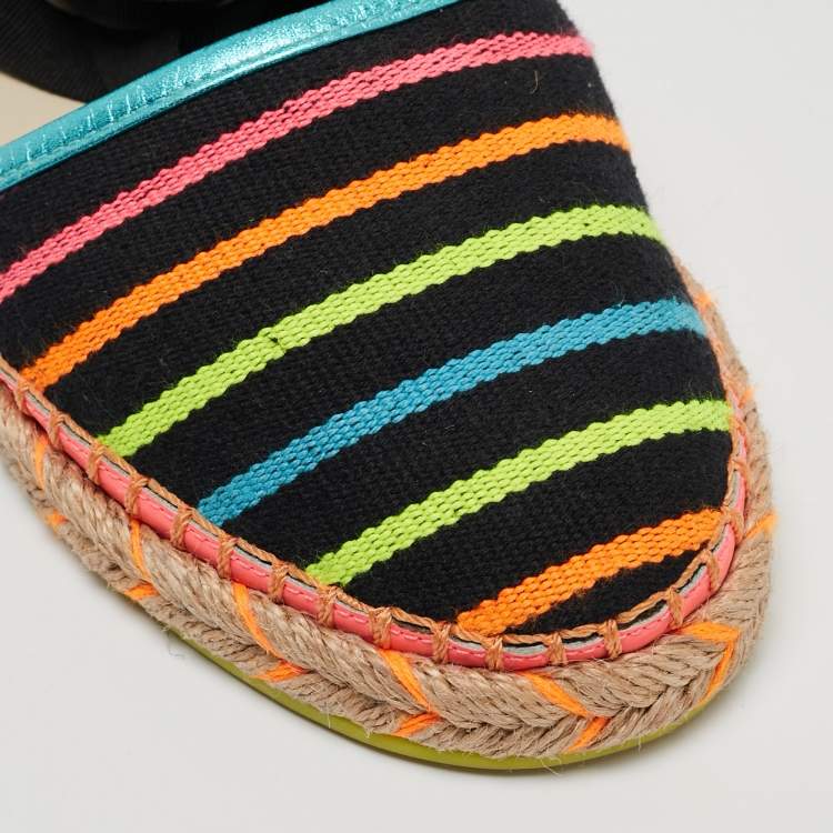 Pre Owned Sophia Webster Multicolor Fabric New Juana Ribbon Espadrille Flats Size 37