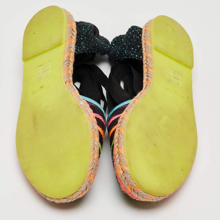 Pre Owned Sophia Webster Multicolor Fabric New Juana Ribbon Espadrille Flats Size 37
