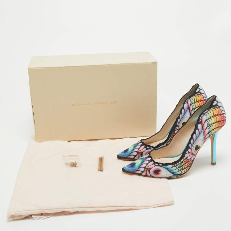 Pre Owned Sophia Webster Multicolor Fabric Rio Print Pointed Toe Pumps Size 38