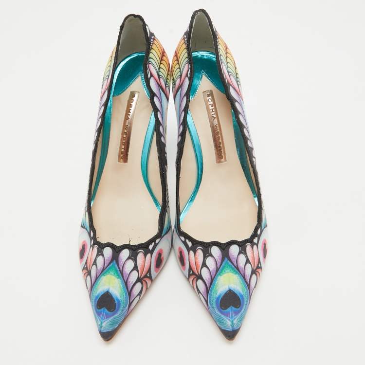 Pre Owned Sophia Webster Multicolor Fabric Rio Print Pointed Toe Pumps Size 38