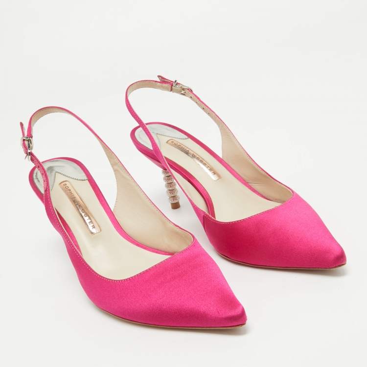 Pre Owned Sophia Webster Pink Satin Tyra Slingback Pumps Size 38