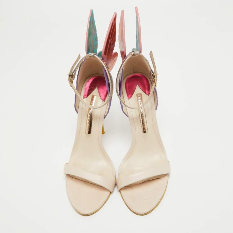 Pre Owned Sophia Webster Multicolor Leather Chiara Butterfly Sandals Size 37