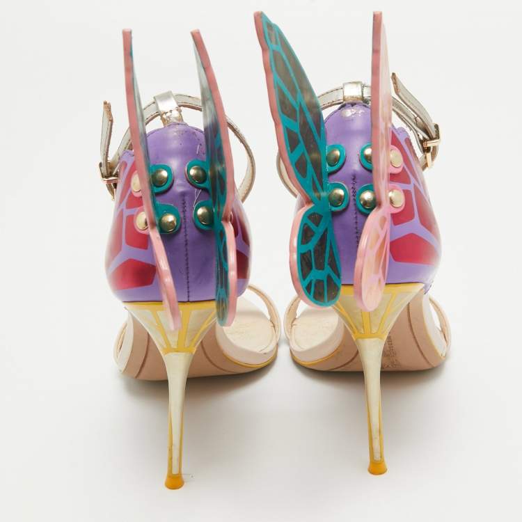 Pre Owned Sophia Webster Multicolor Leather Chiara Butterfly Sandals Size 37