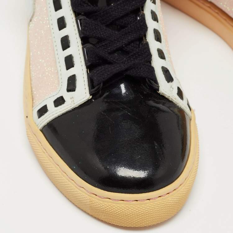 Pre Owned Sophia Webster Multicolor Leather and Glitter Riko High Top Sneakers Size 36