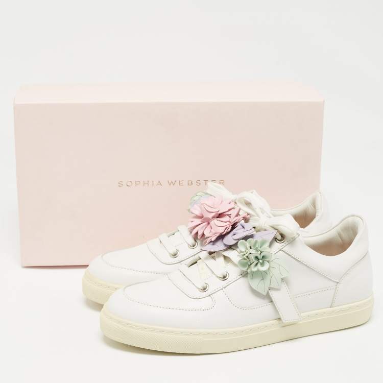 Pre Owned Sophia Webster White Leather Lilico Flower Sneakers Size 39