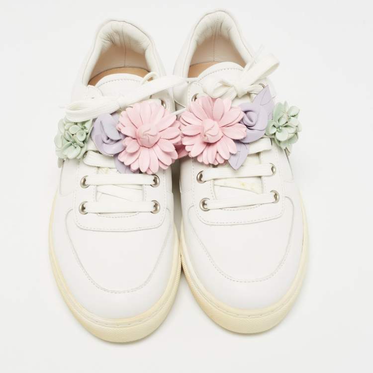 Pre Owned Sophia Webster White Leather Lilico Flower Sneakers Size 39