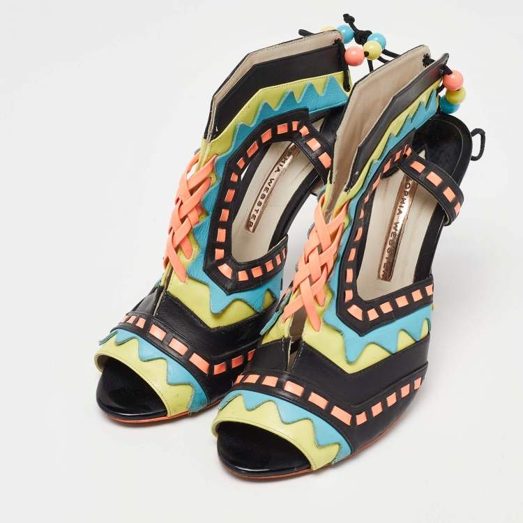 Pre Owned Sophia Webster Multicolor Leather Riko Cut Out Sandals Size 40