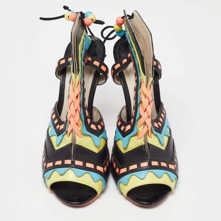 Pre Owned Sophia Webster Multicolor Leather Riko Cut Out Sandals Size 40
