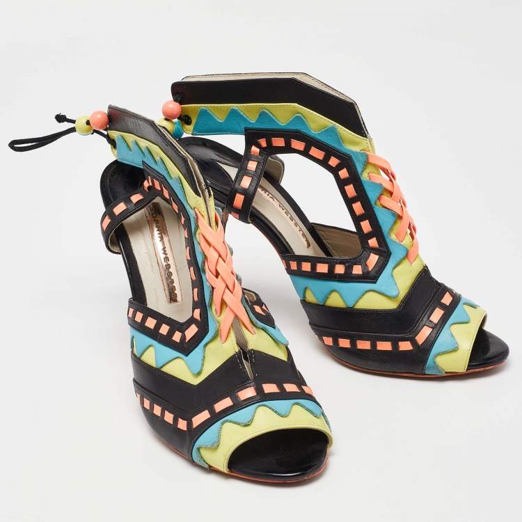 Pre Owned Sophia Webster Multicolor Leather Riko Cut Out Sandals Size 40
